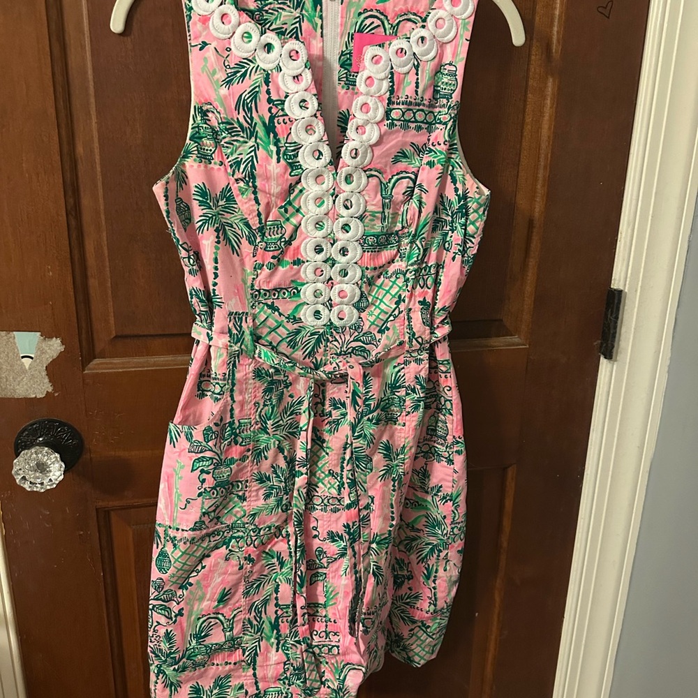Lilly Pulitzer Pink and Green Tropical Mini Dress